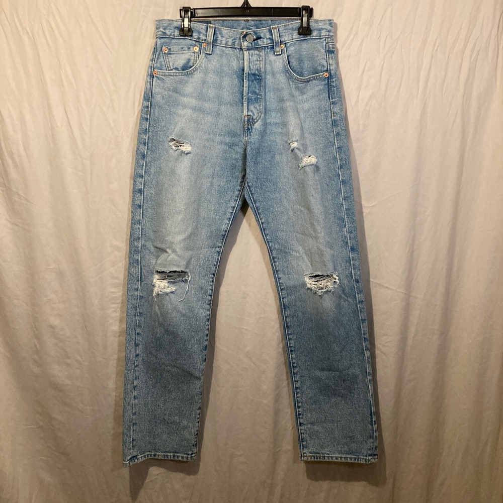 Levis 501 93 Straight Leg Light Wash Blue Denim Jeans 30x30